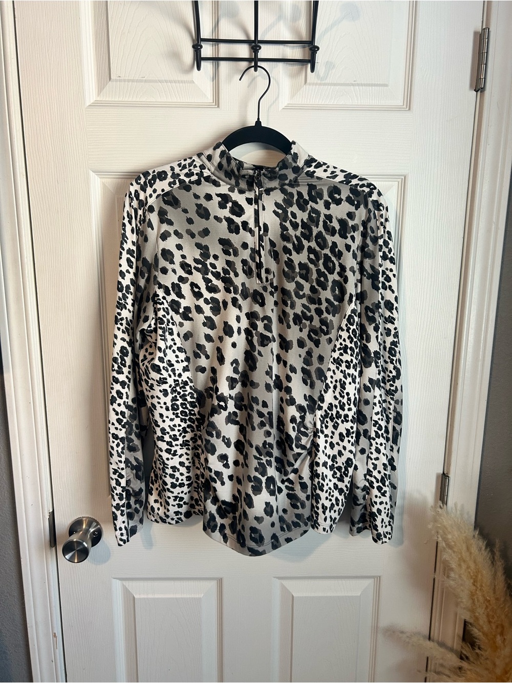 Leopard half zip long sleeve